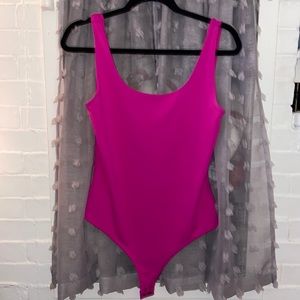 Magenta Body Contour Scoop-neck Tank Bodysuit
